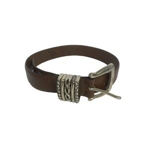 Brighton Womens Brown Leather Belt Sz S 30-32 Silver Cowgirl Western Decorative